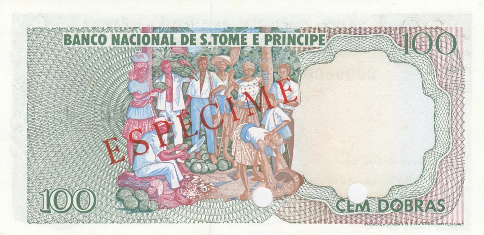 100 dobras 1977 specimen from Saint Thomas & Prince, P-53s (1977) — image 2