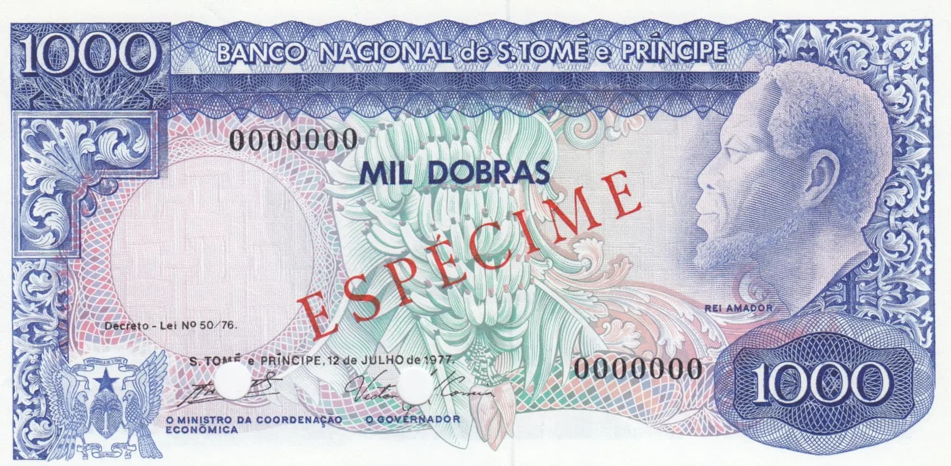 1000 dobras 1977 specimen from Saint Thomas & Prince, P-55s (1977) — image 1