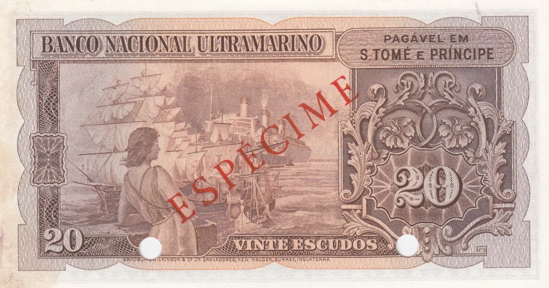 20 escudos 1958 specimen from Saint Thomas & Prince, P-36s (1958) — image 2