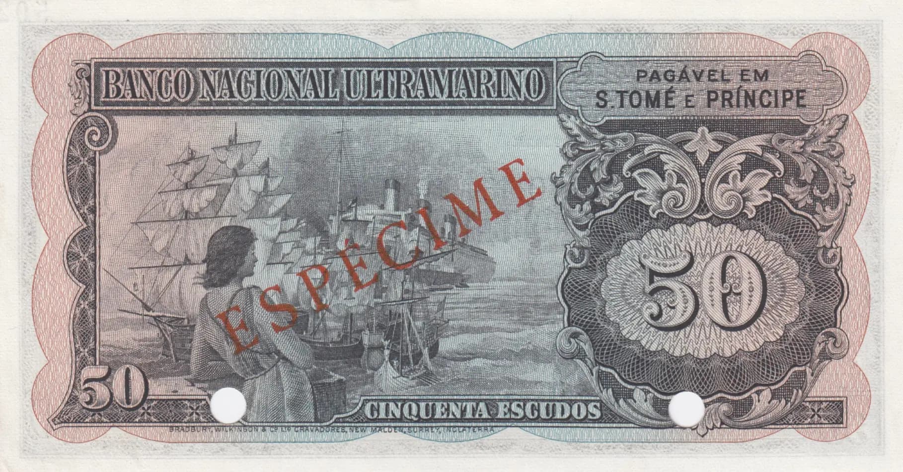 50 escudos 1958 specimen from Saint Thomas & Prince, P-37s (1958) — image 2