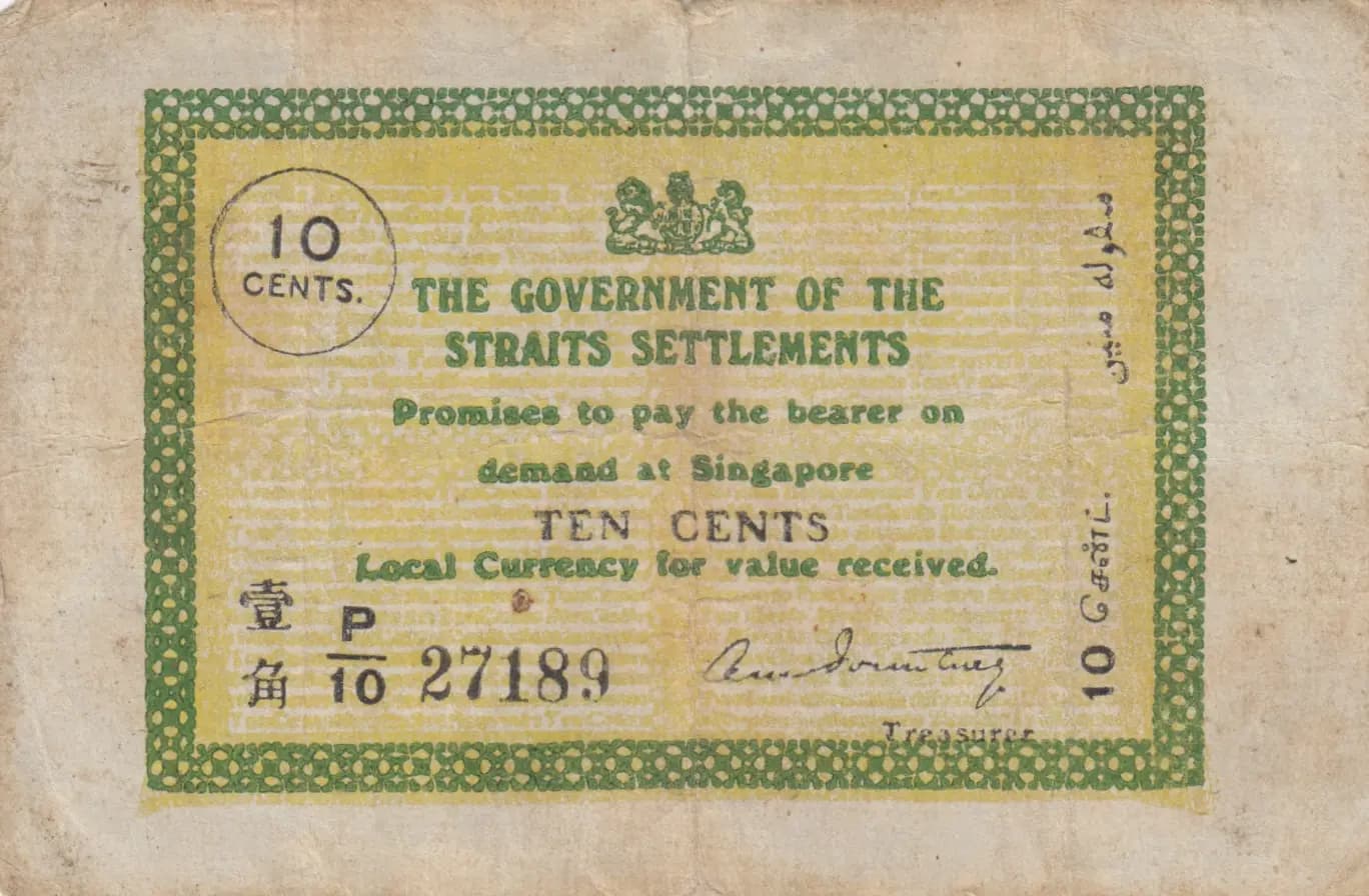 10 cents 1920 from Straits Settlements, P-6c (1920) — image 1