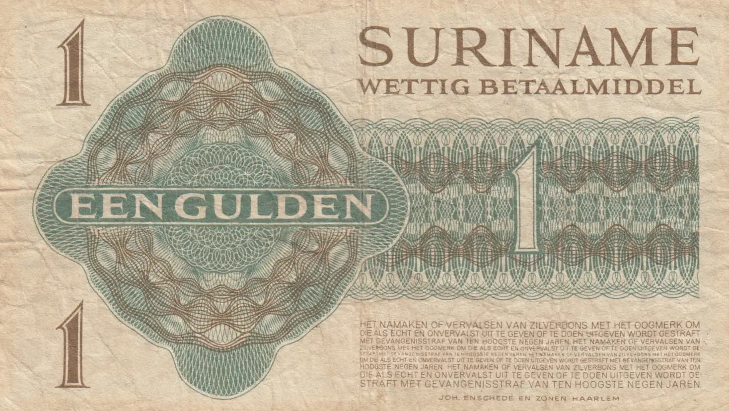 1 gulden 1951 from Suriname, P-107 (1951) — image 2