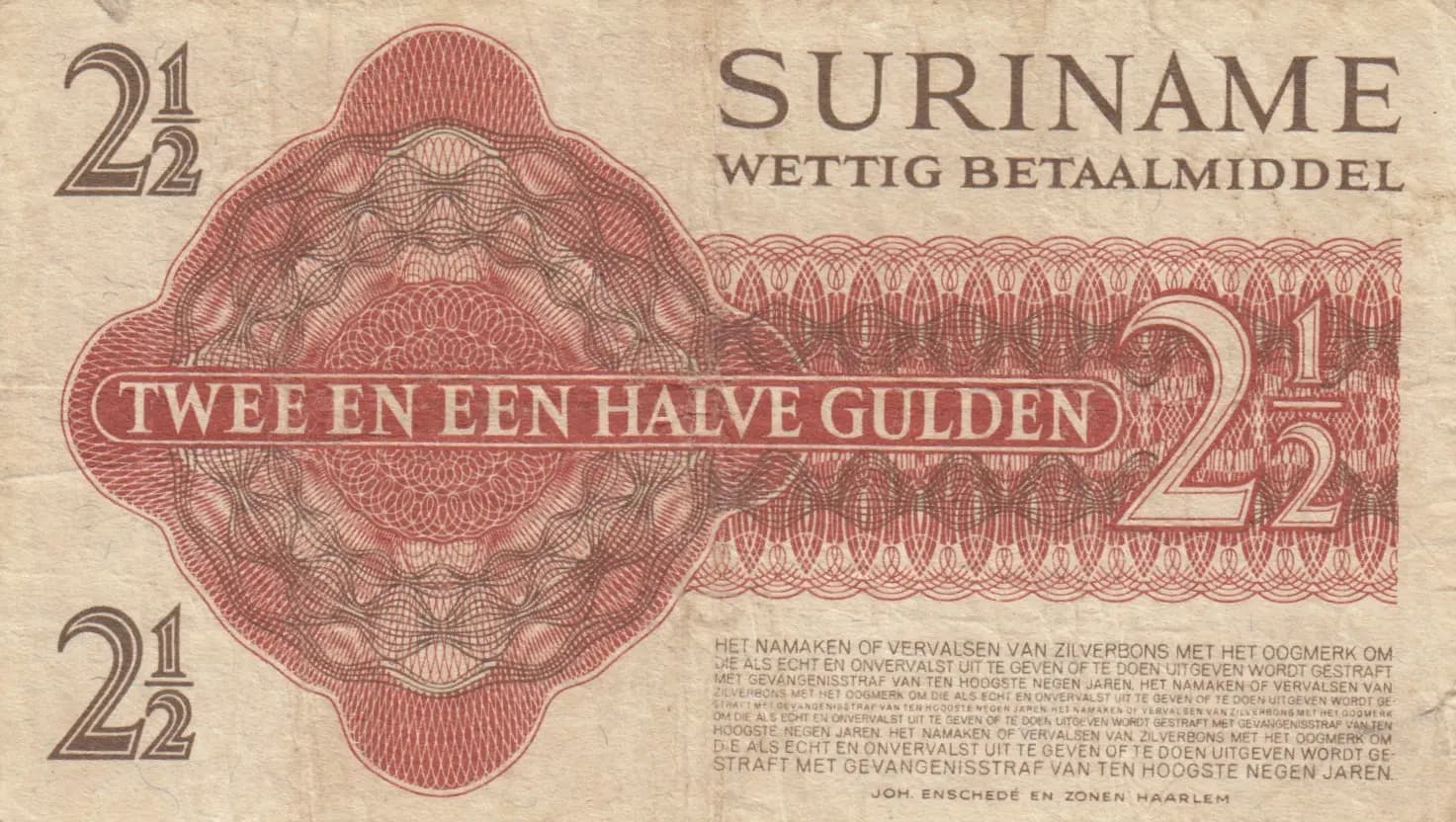 2 1/2 gulden 1955 from Suriname, P-110 (1955) — image 2