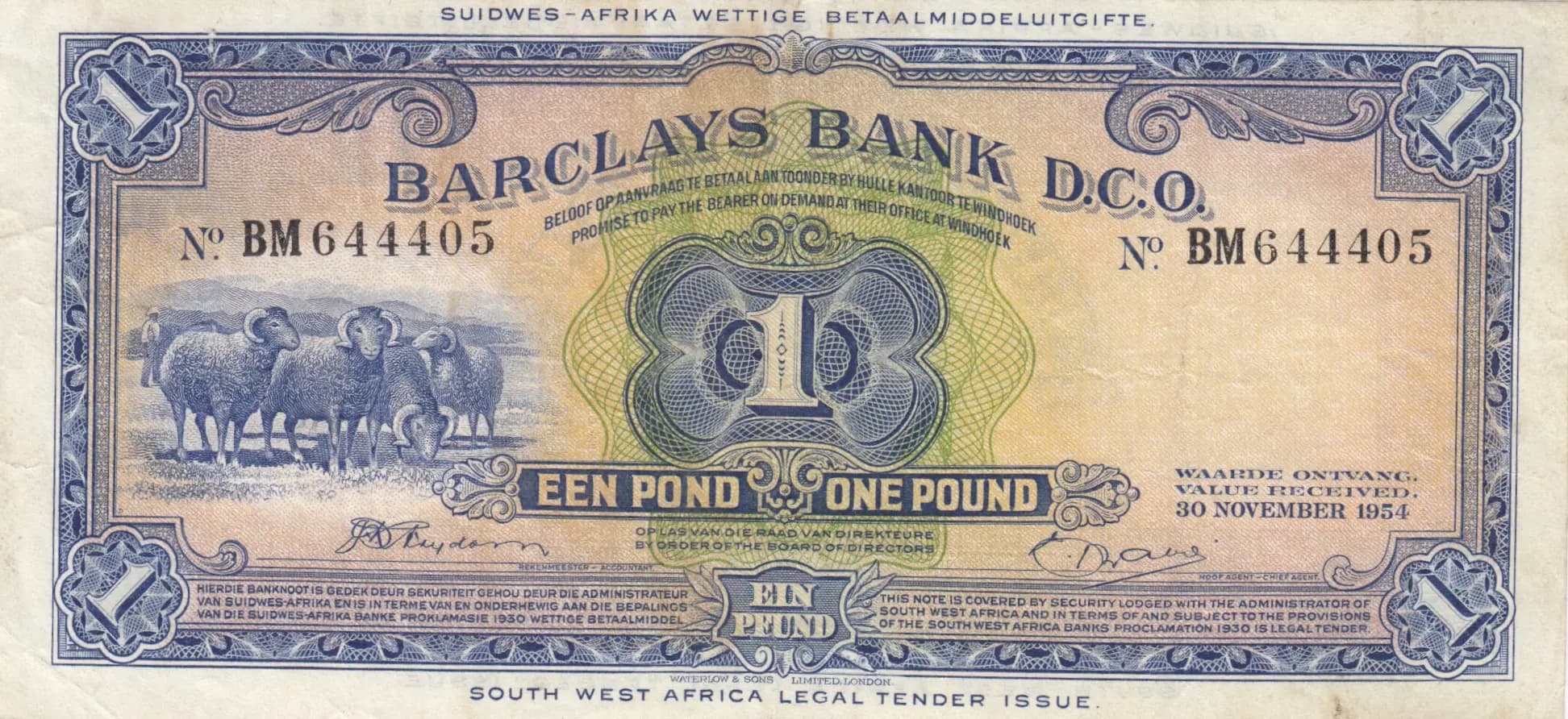 1 pound 1954 from Southwest Africa, P-5a (1954) — image 1