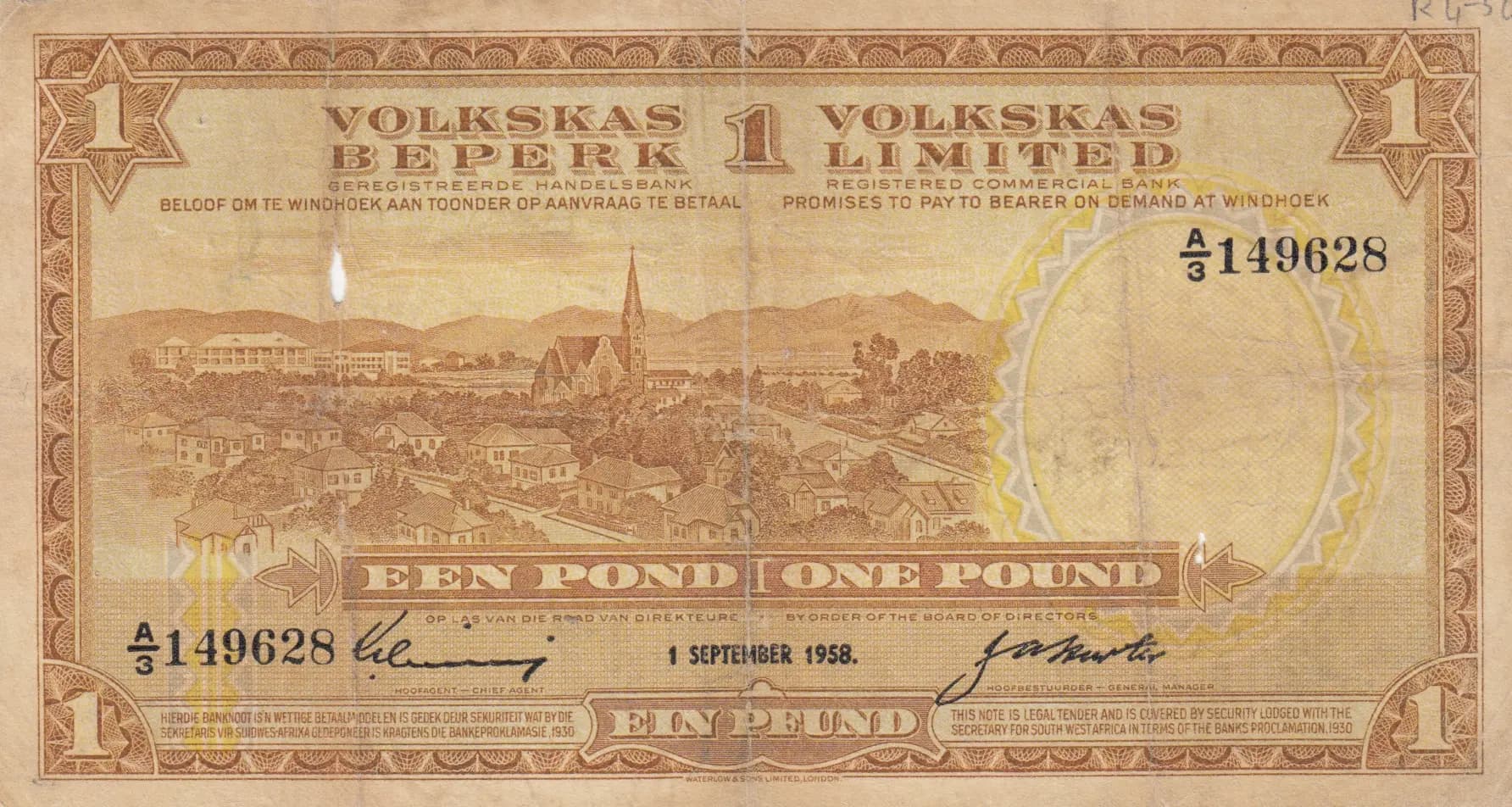 1 pound 1958 from Southwest Africa, P-14b