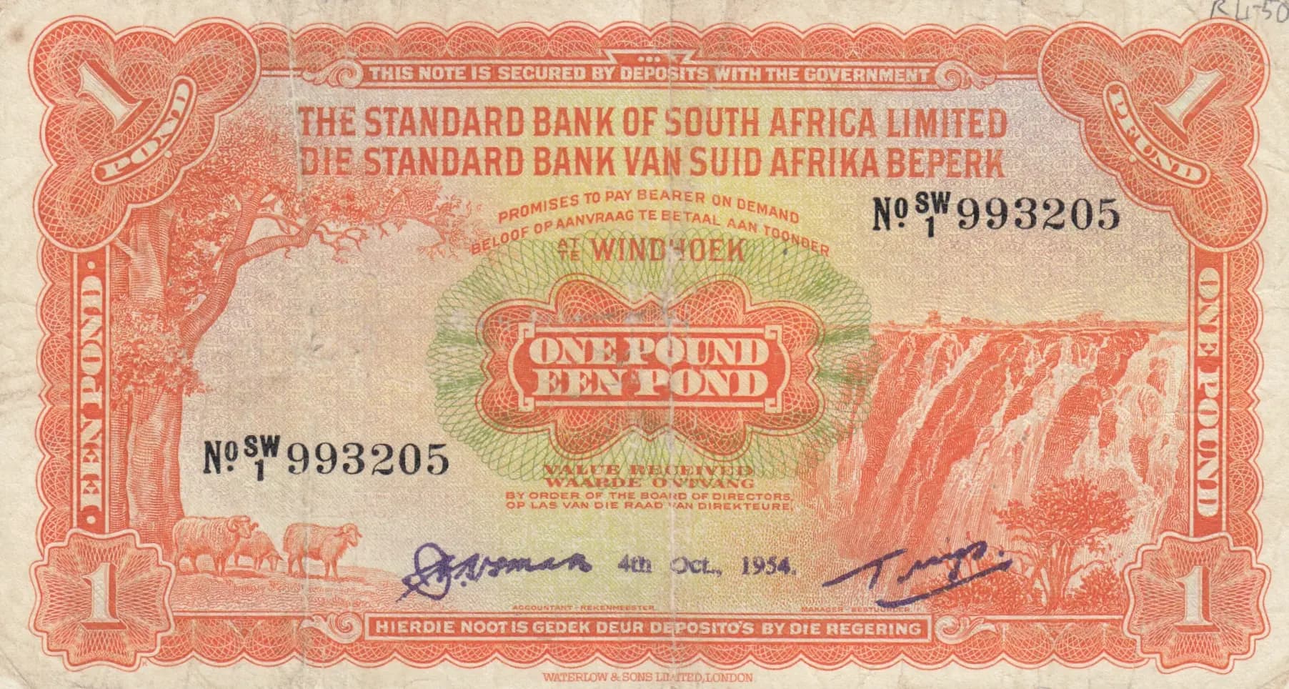 1 pound 1954 from Southwest Africa, P-8c