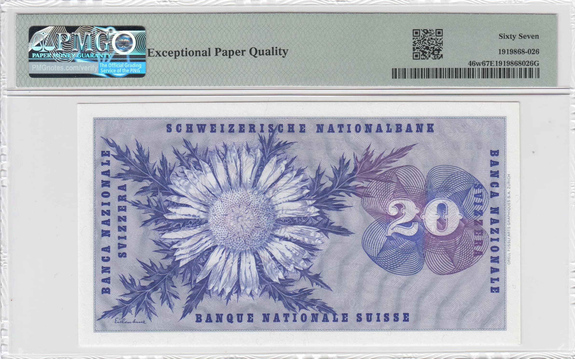 20 franken 1976 from Switzerland, P-46w (1976) — image 2