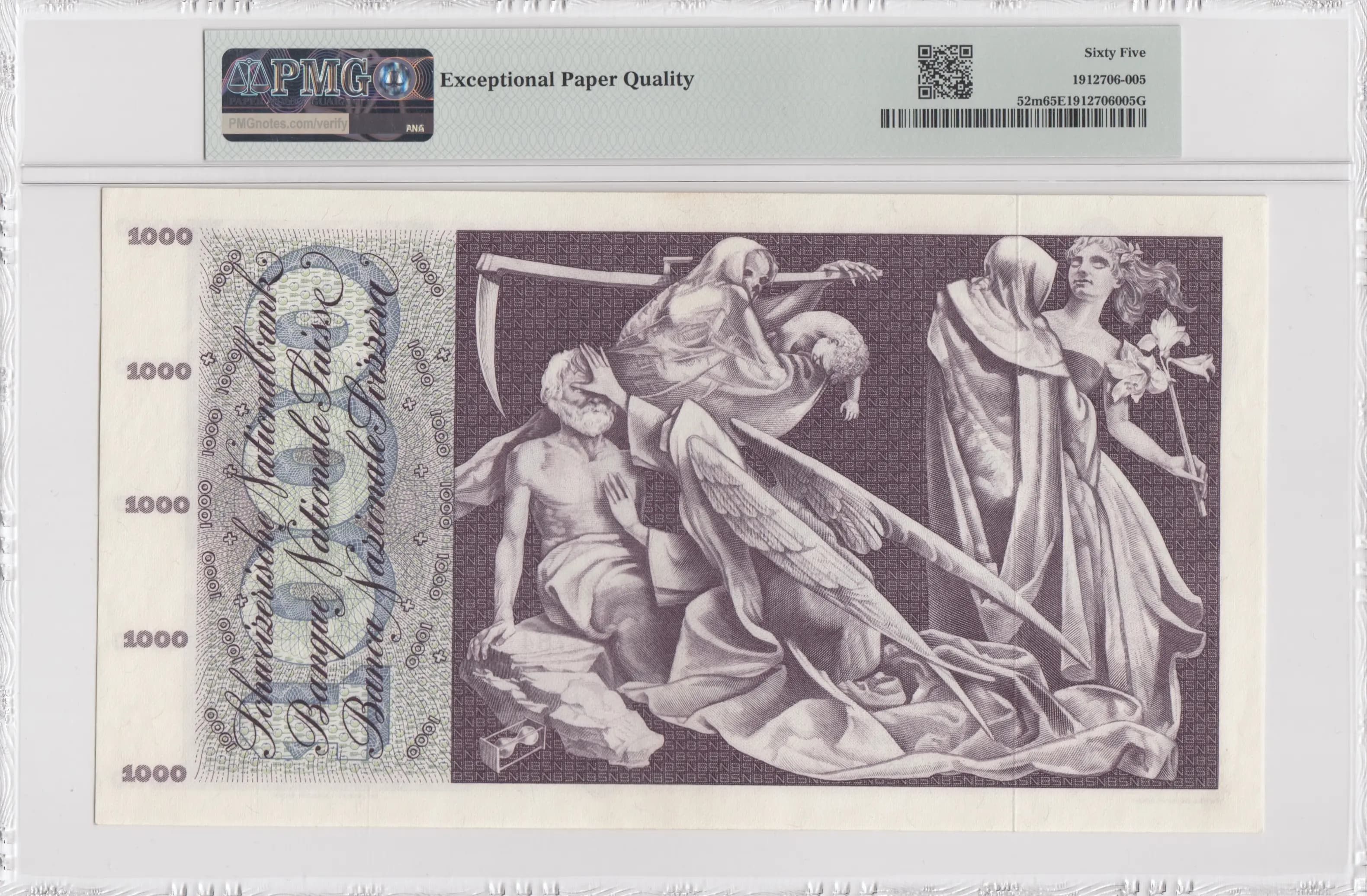 1000 franken 1974 from Switzerland, P-52m (1974) — image 2