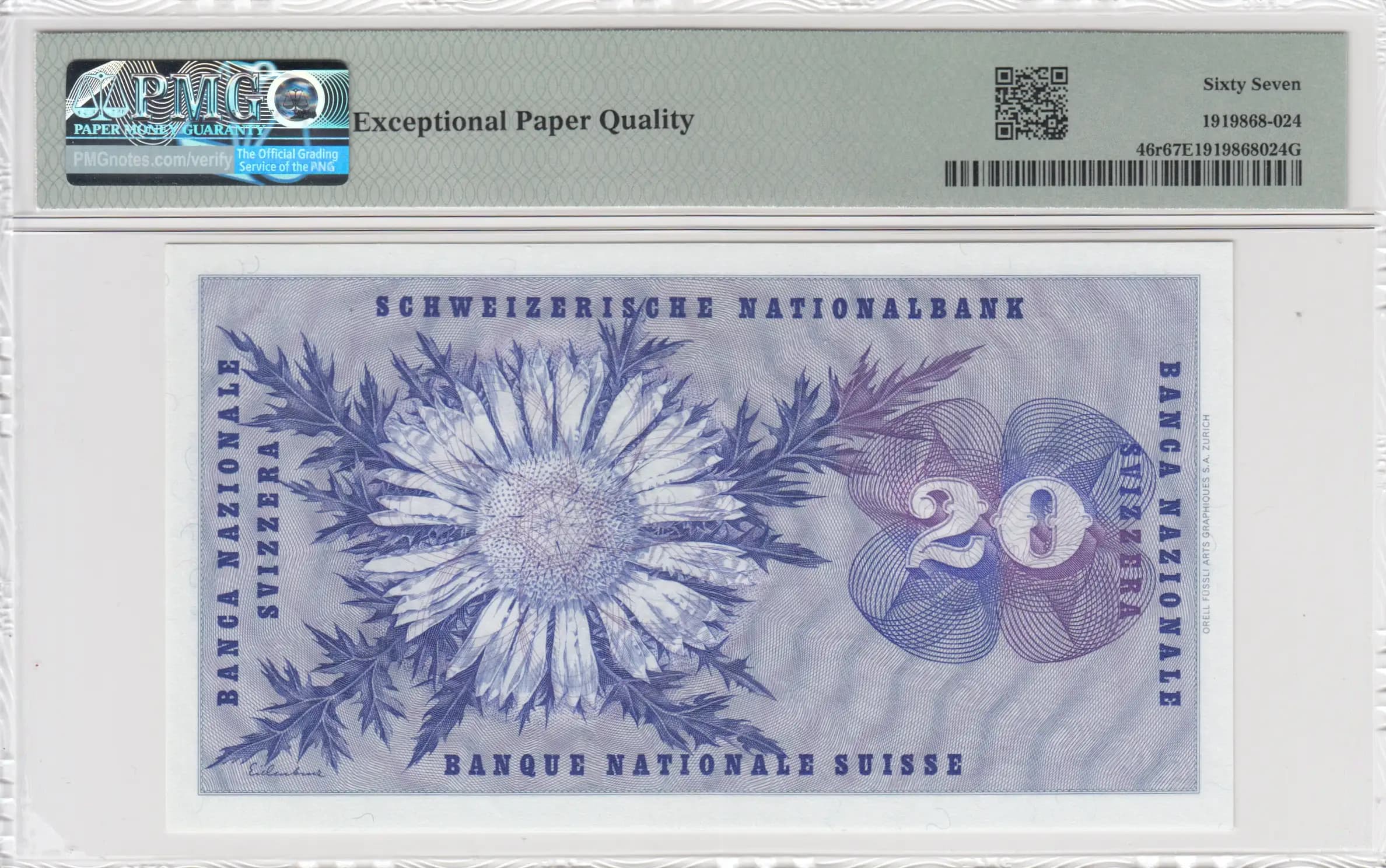 20 franken 1970 from Switzerland, P-46r (1970) — image 2