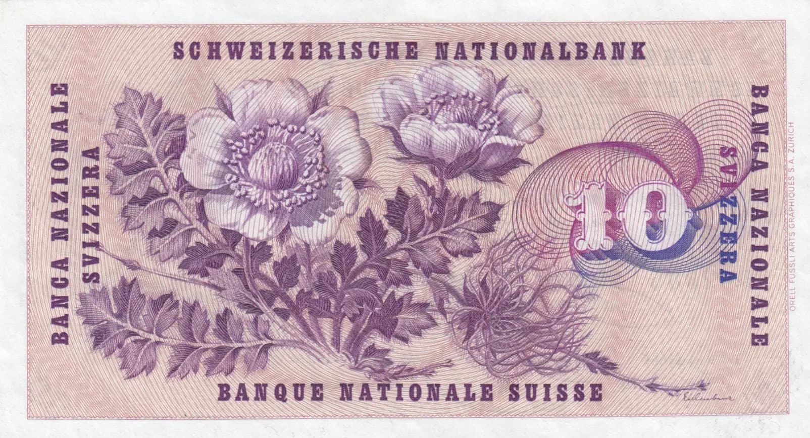 10 franken 1968 from Switzerland, P-45n (1968) — image 2