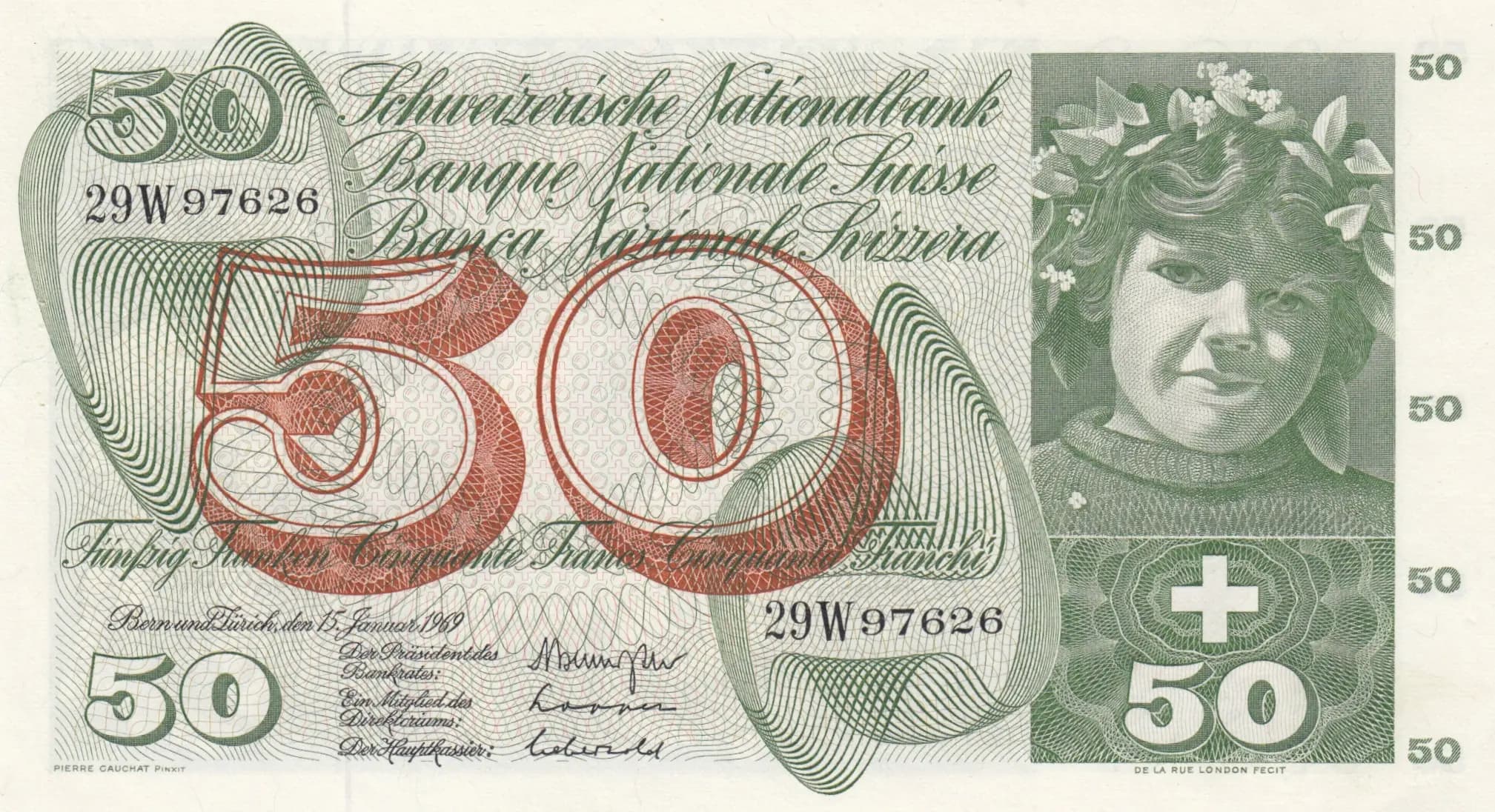 50 francs 1969 from Switzerland, P-48i (1969) — image 1