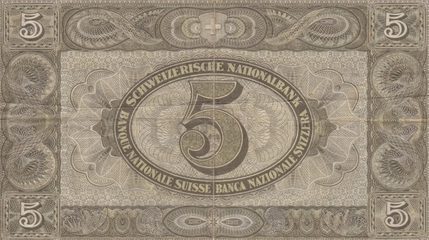 5 francs 1926 from Switzerland, P-11g (1926) — image 2