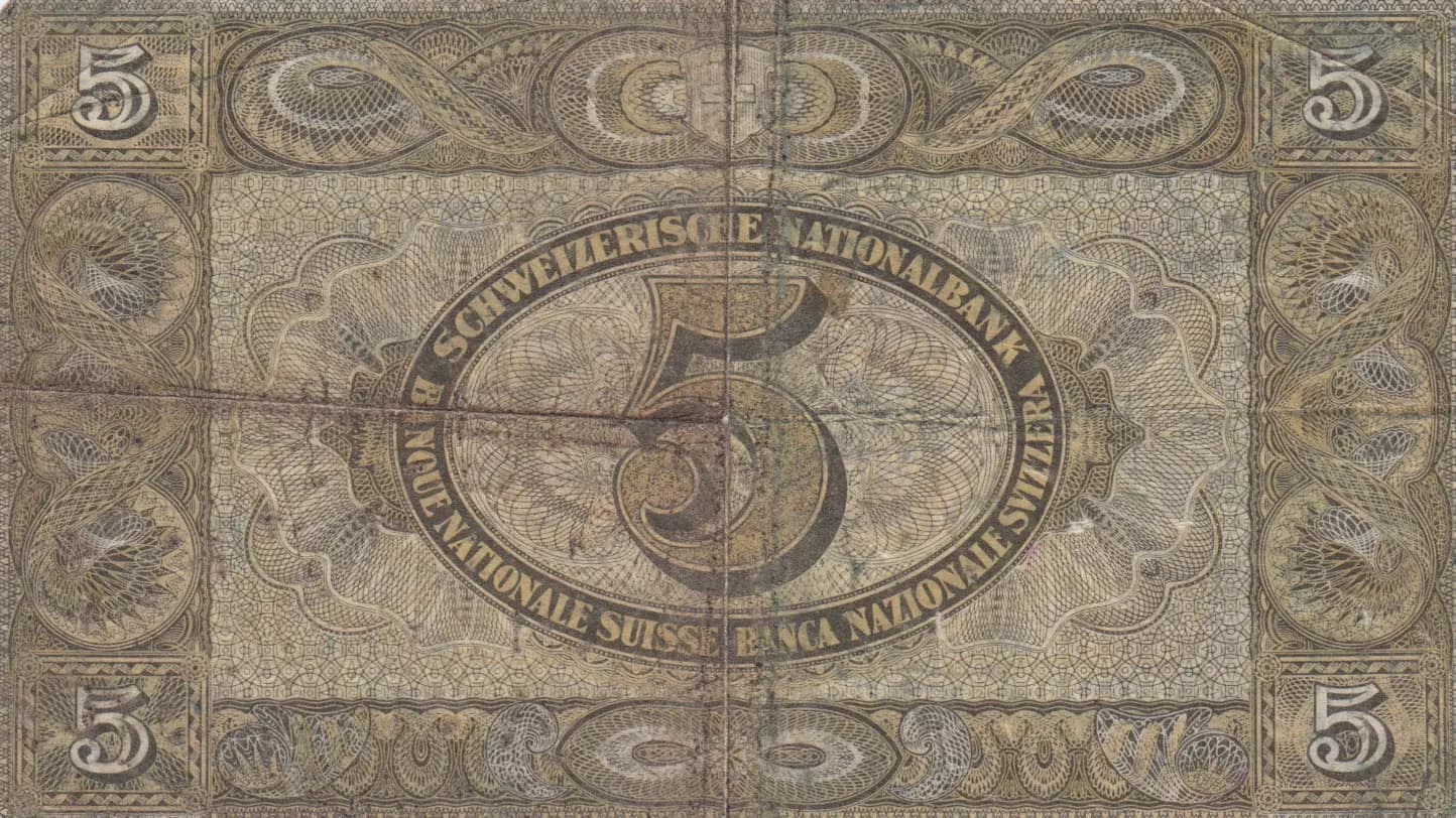 5 francs 1947 from Switzerland, P-11m (1947) — image 2