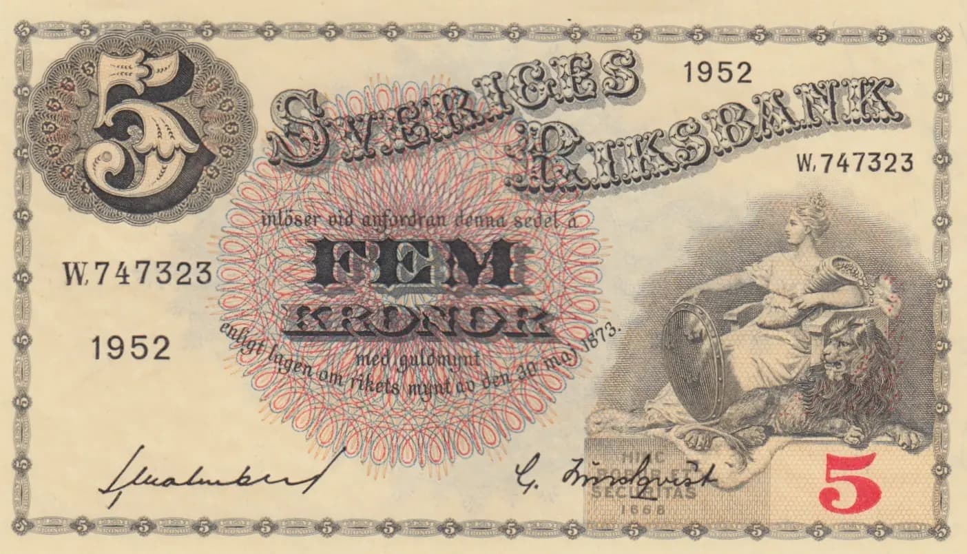 5 kronor 1952 from Sweden, P-33ai (1952) — image 1