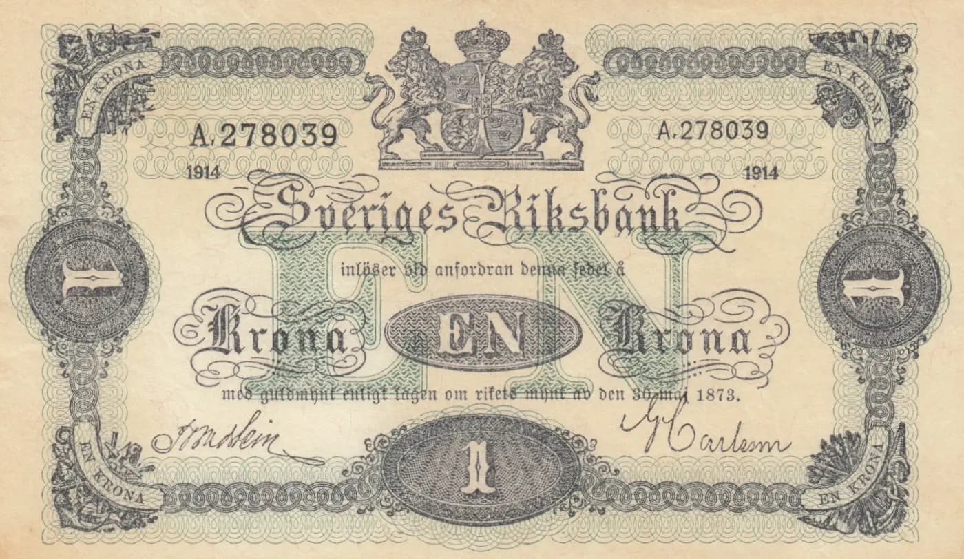 1 krona 1914 from Sweden, P-32a