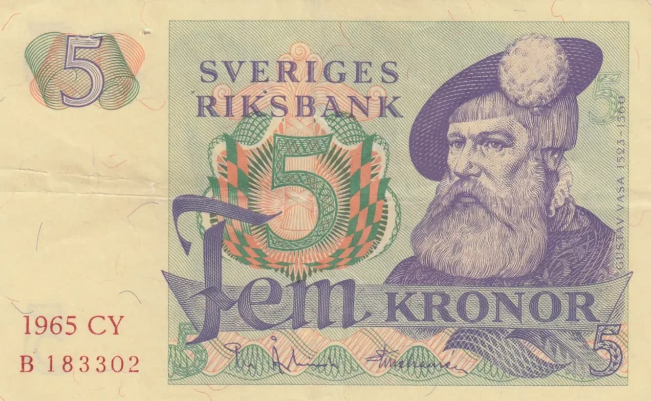 5 kronor 1965 from Sweden, P-51a