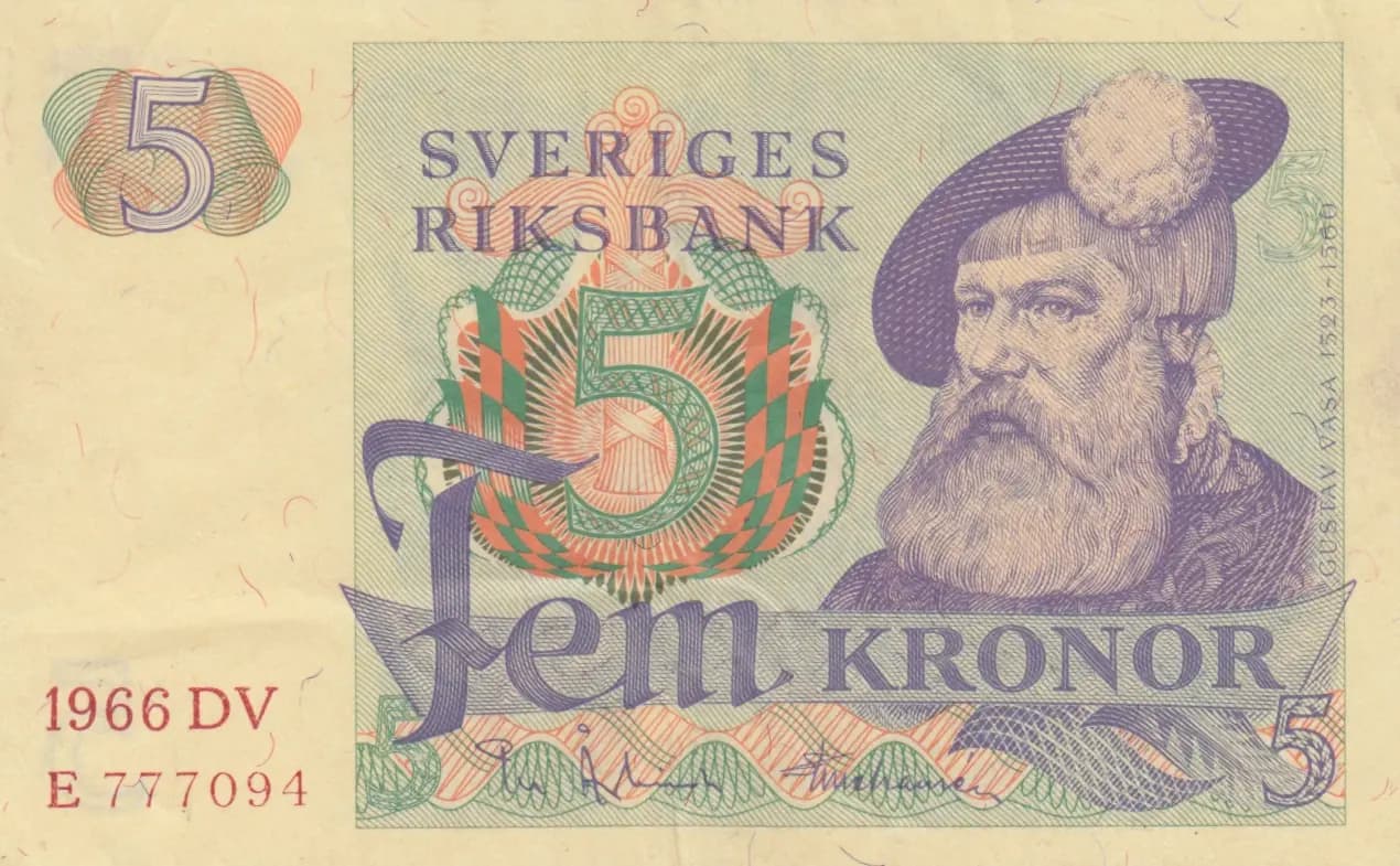 5 kronor 1966 from Sweden, P-51a