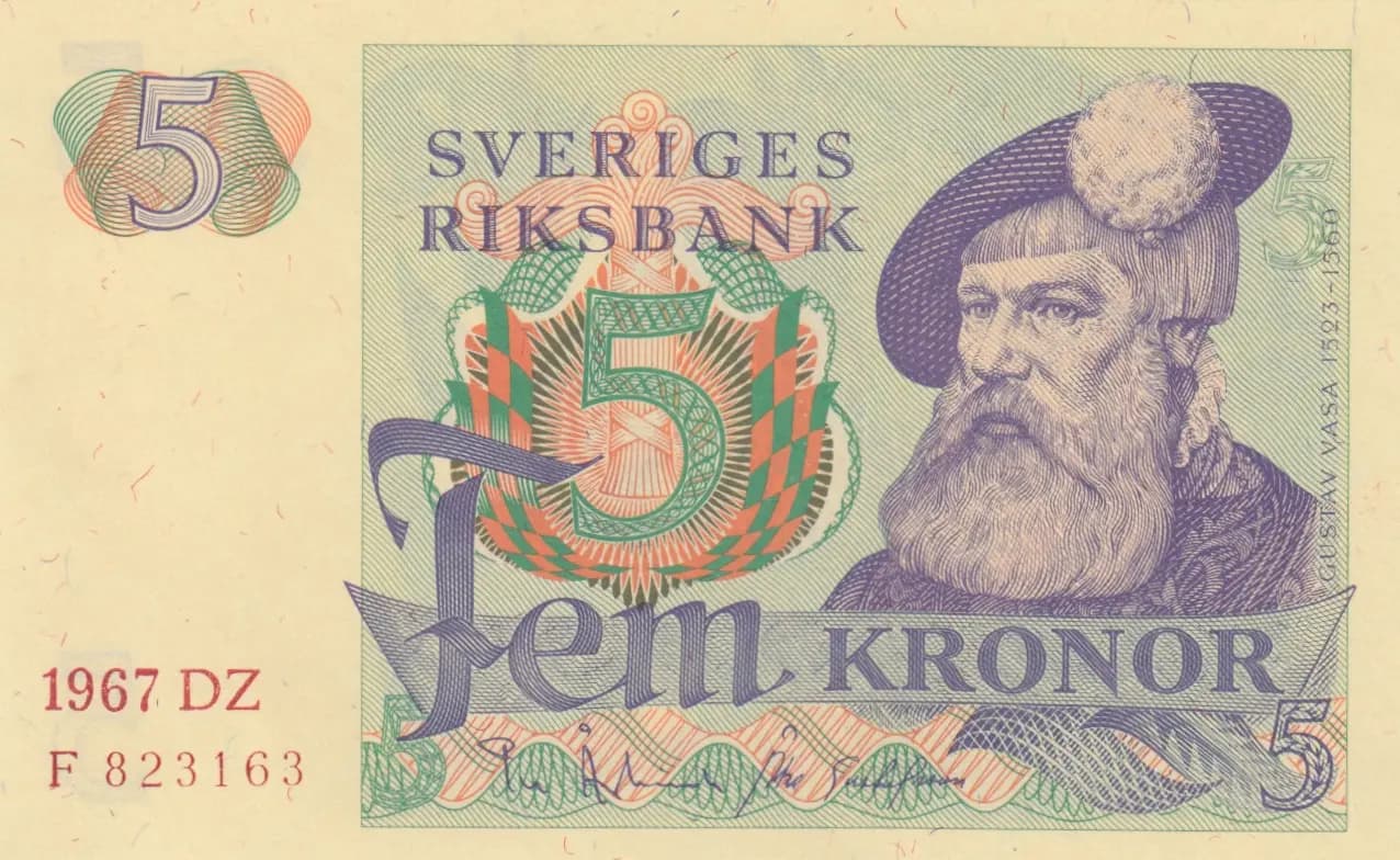5 kronor 1967 from Sweden, P-51a