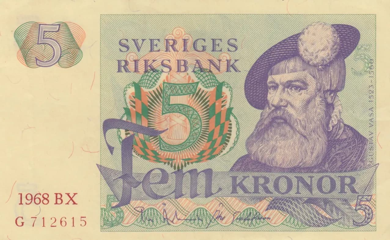 5 kronor 1968 from Sweden, P-51a