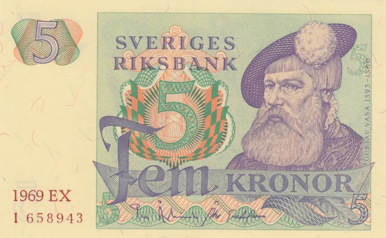 5 kronor 1969 from Sweden, P-51a