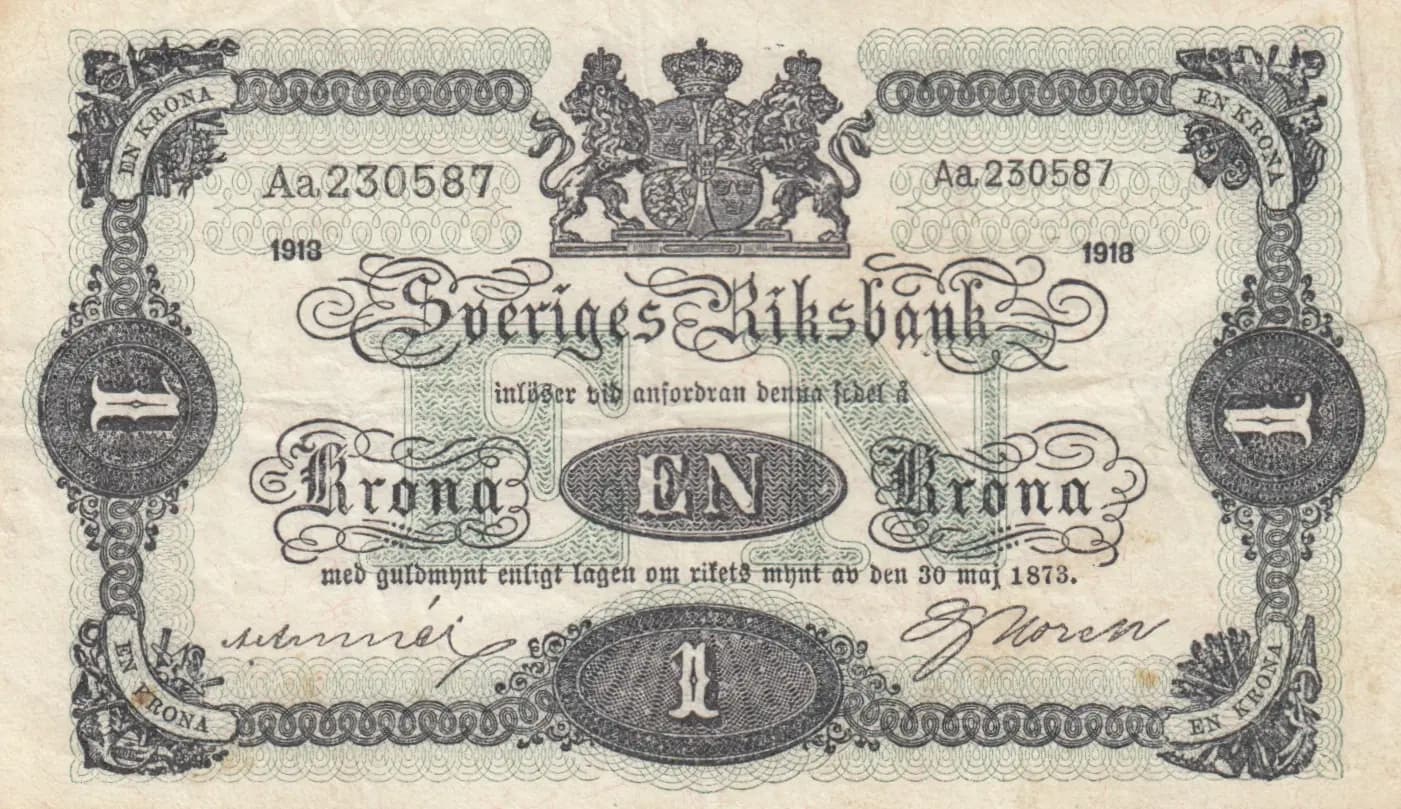 1 krona 1918 from Sweden, P-32e