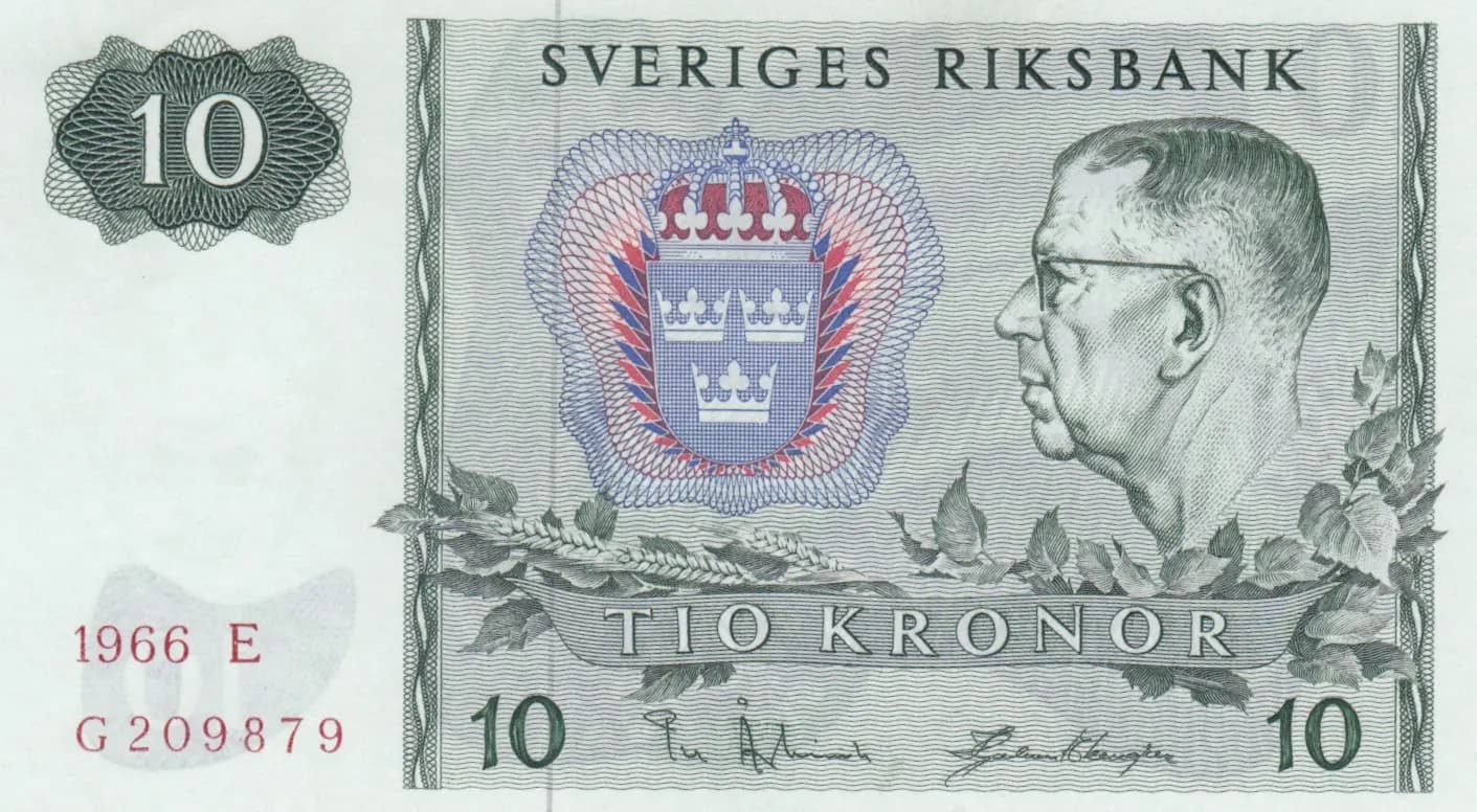 10 kronor 1966 from Sweden, P-52b