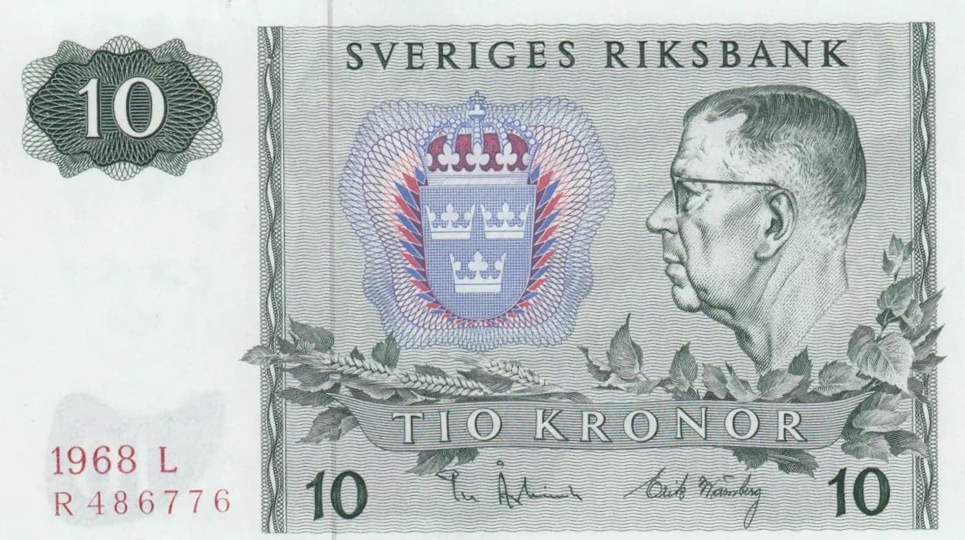 10 kronor 1968 from Sweden, P-52b