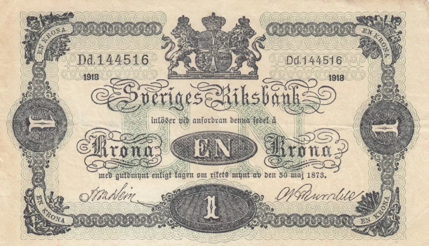 1 krona 1918 from Sweden, P-32e