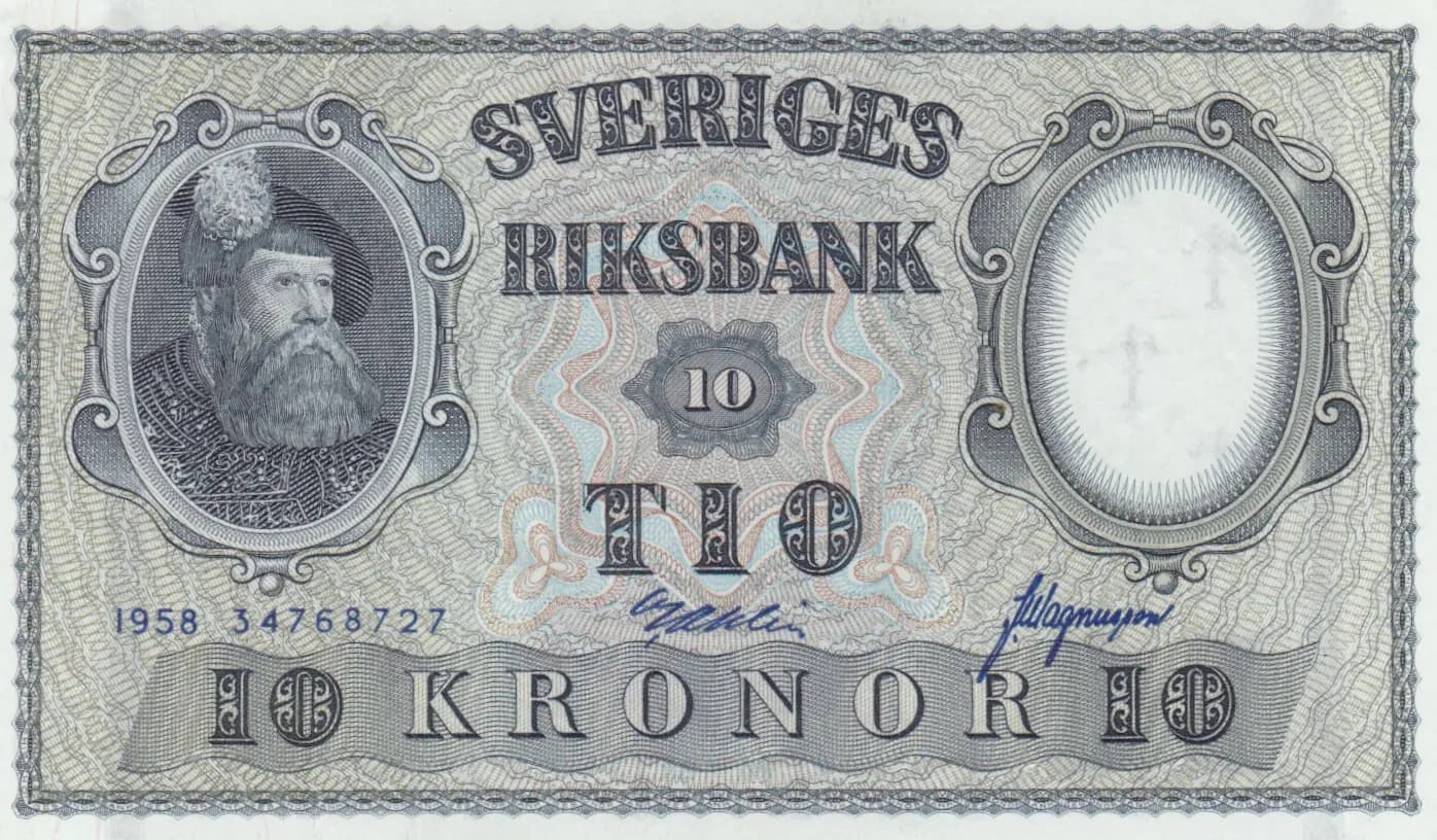 10 kronor 1958 from Sweden, P-43f