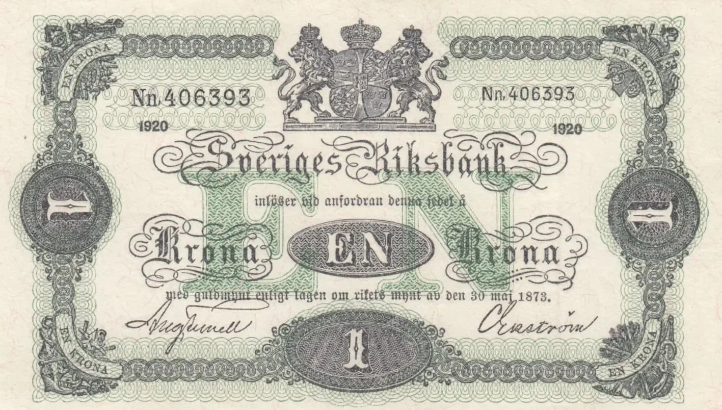1 krona 1920 from Sweden, P-32g