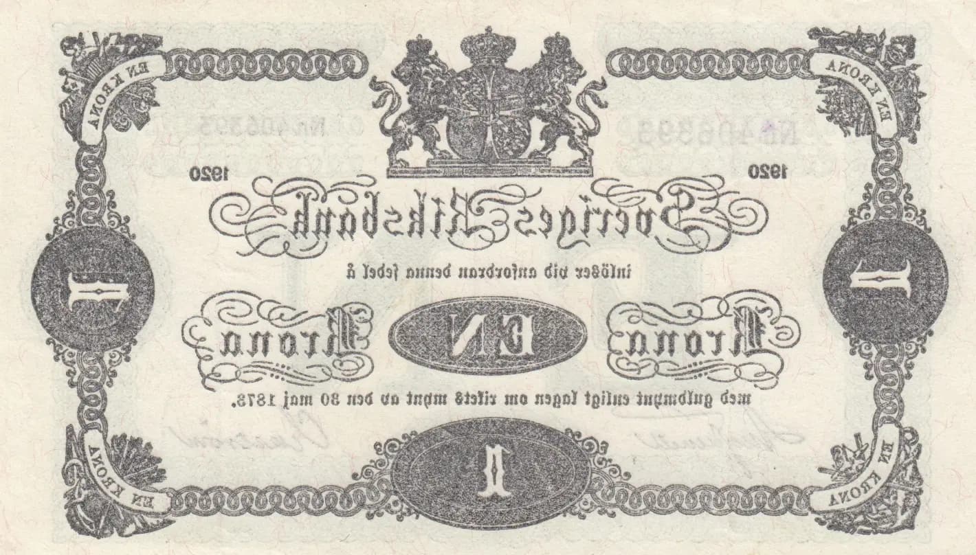 1 krona 1920 from Sweden, P-32g (1920) — image 2