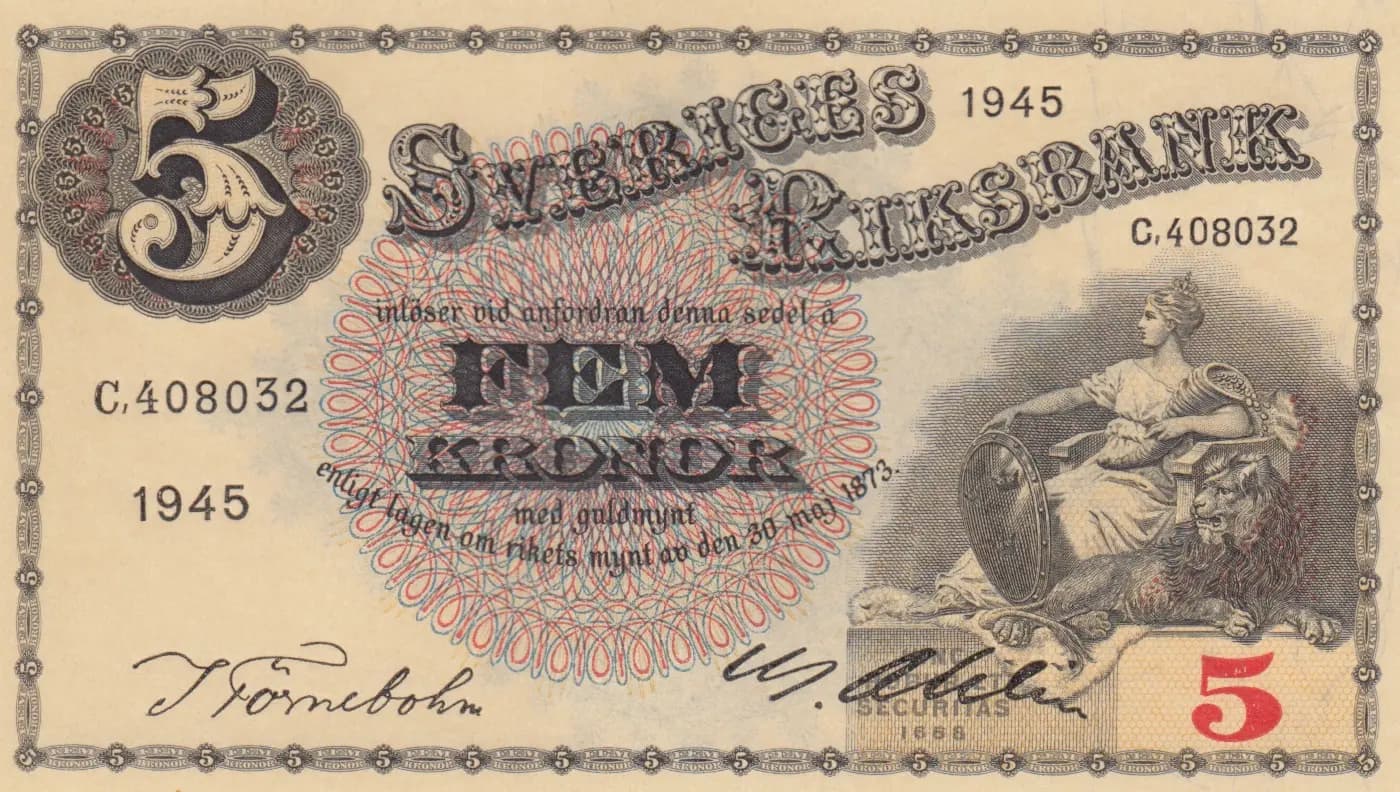 5 kronor 1945 from Sweden, P-33ab