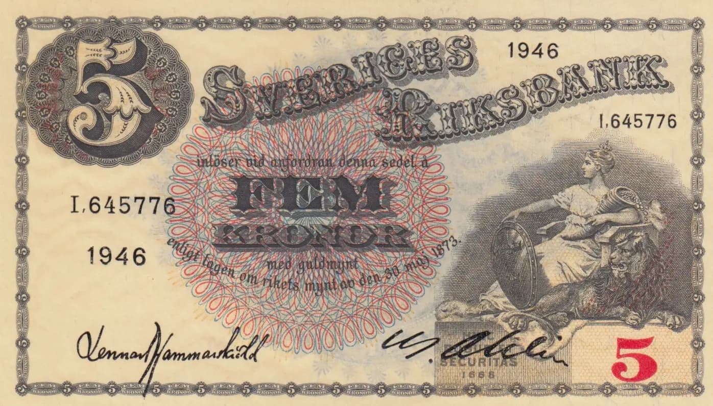 5 kronor 1946 from Sweden, P-33ac