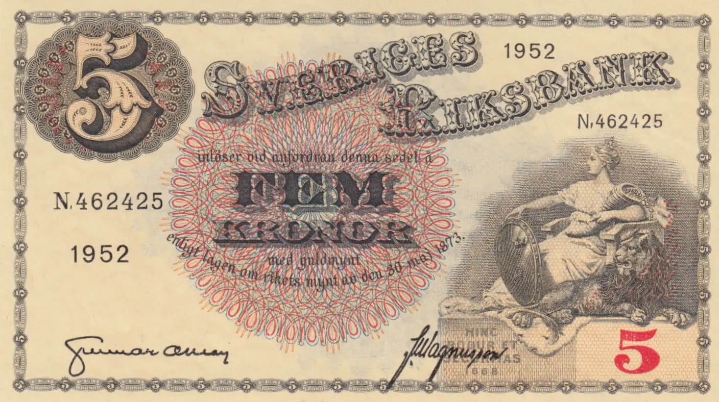 5 kronor 1952 from Sweden, P-33ai (1952) — image 1