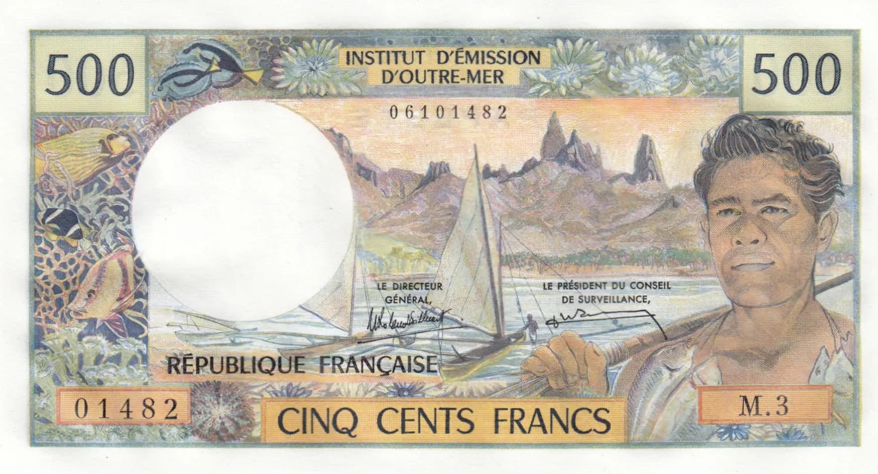 500 francs 1985 from Tahiti, P-25d