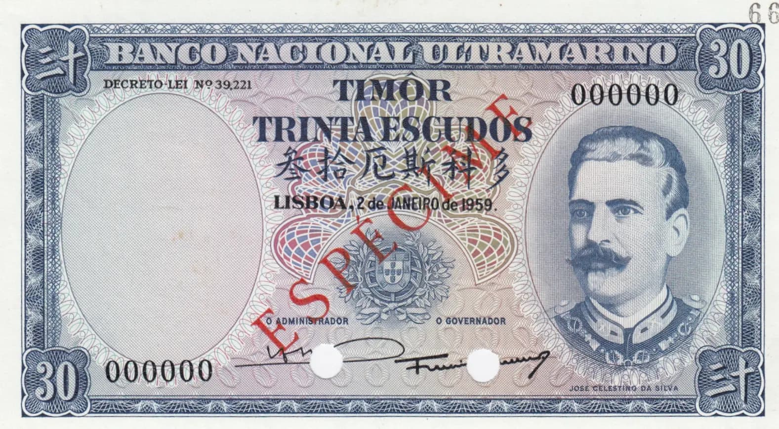 30 escudos 1959 specimen from Timor, P-22s (1959) — image 1
