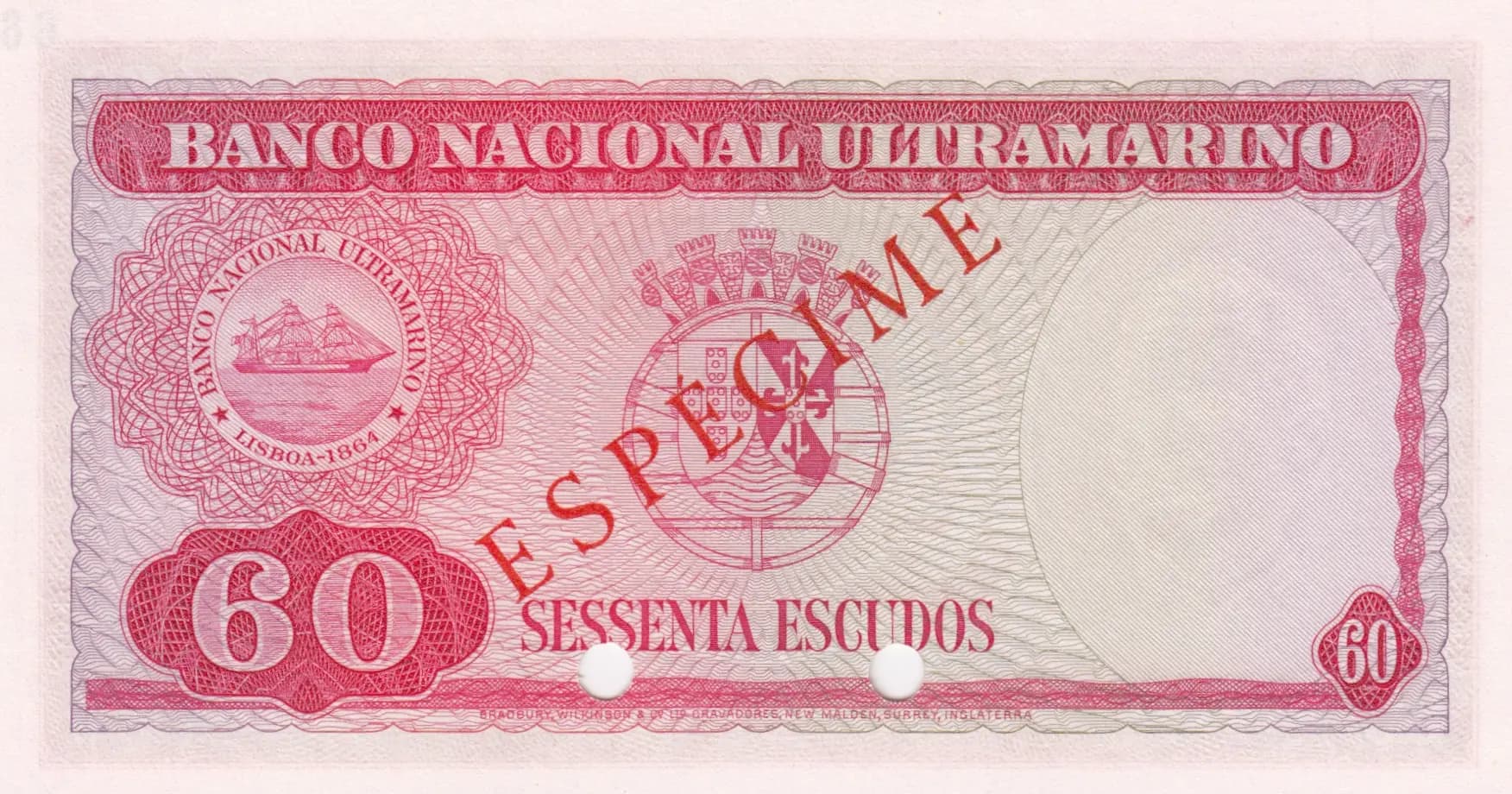 60 escudos 1959 specimen from Timor, P-23s (1959) — image 2