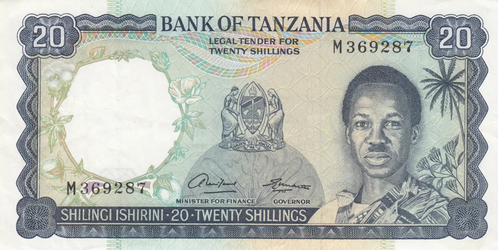 20 shillings 1966  from Tanzania, P-3a