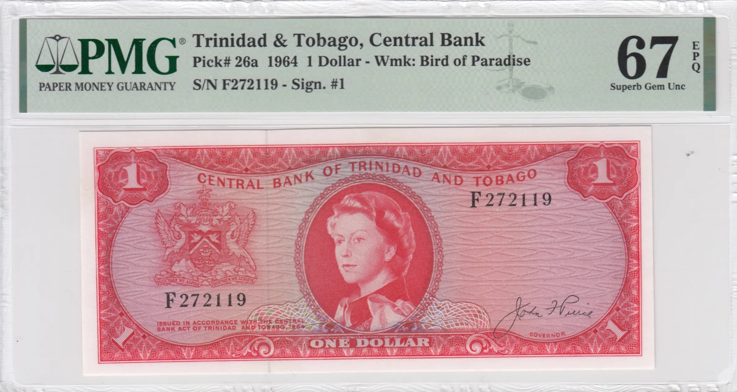 1 dollar 1964 from Trinidad & Tobago, P-26a