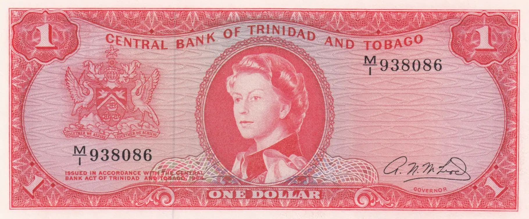 1 dollar 1964 from Trinidad & Tobago, P-26b(2)