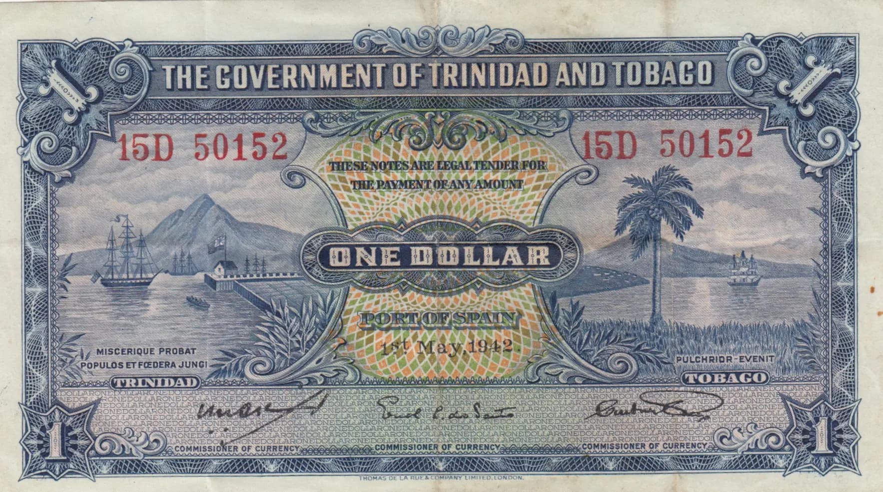1 dollar 1942 from Trinidad & Tobago, P-5c (1942) — image 1
