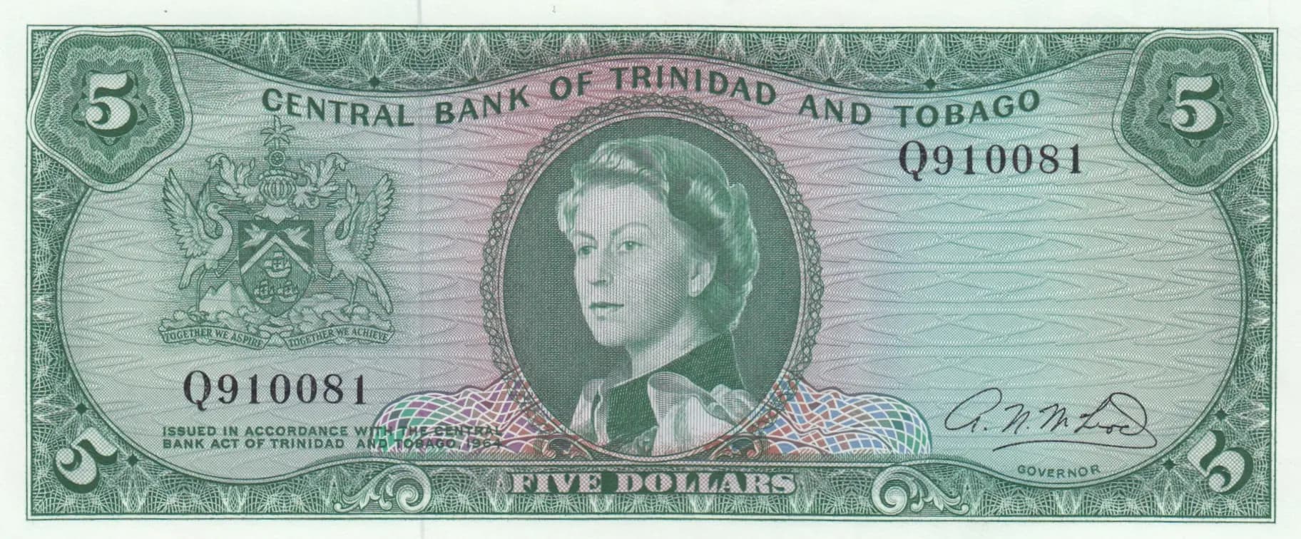 5 dollars 1964 from Trinidad & Tobago, P-27b