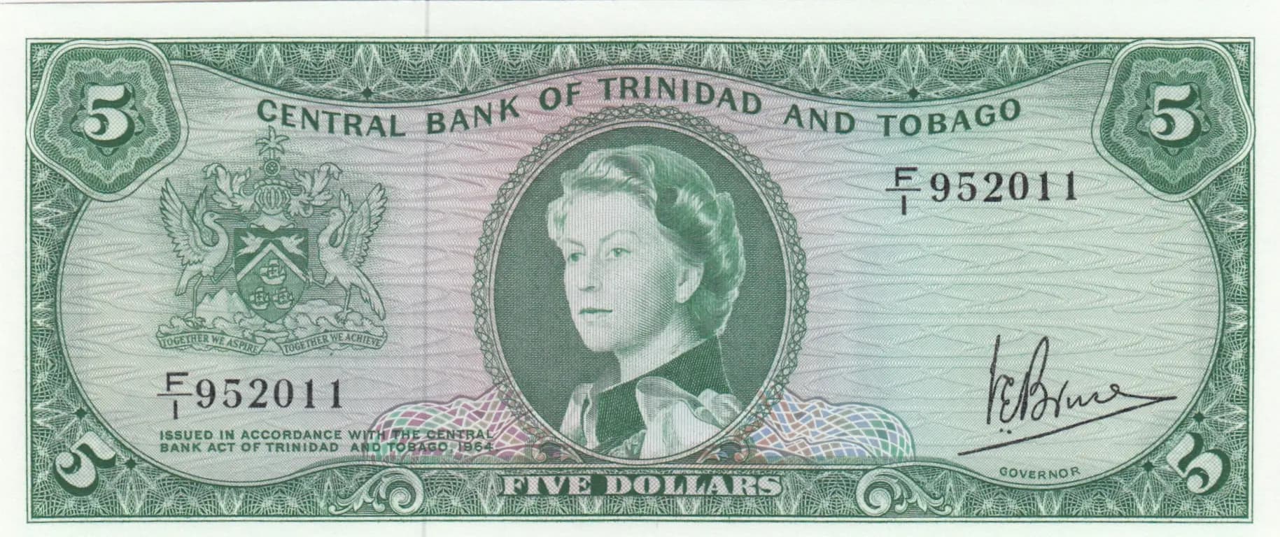 5 dollars 1964 from Trinidad & Tobago, P-27c