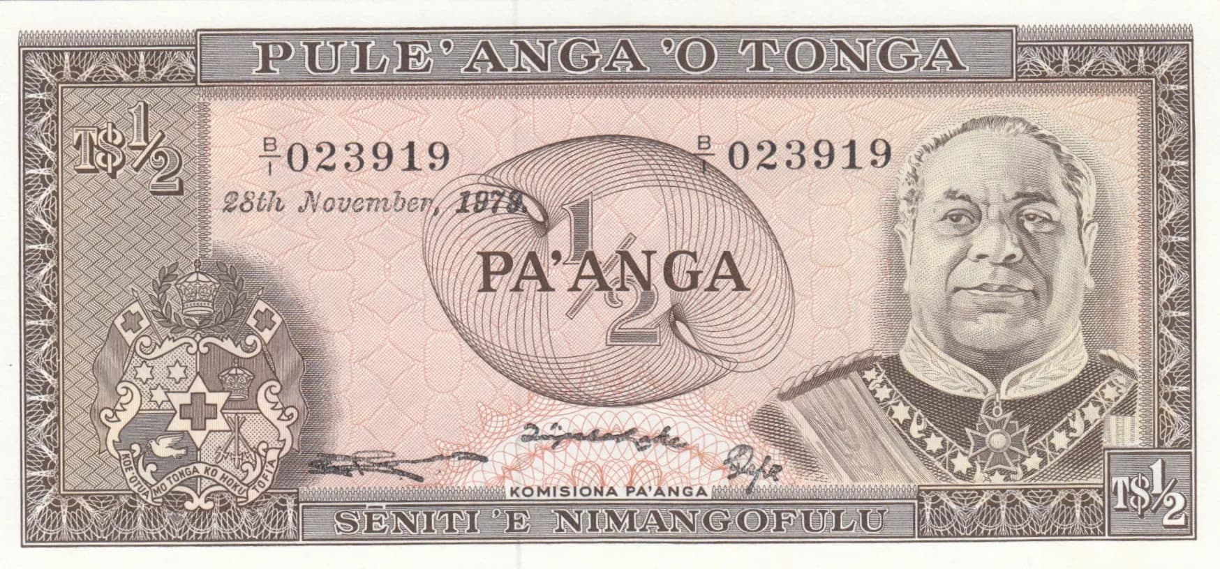 1/2 pa'anga 1979 from Tonga, P-18c