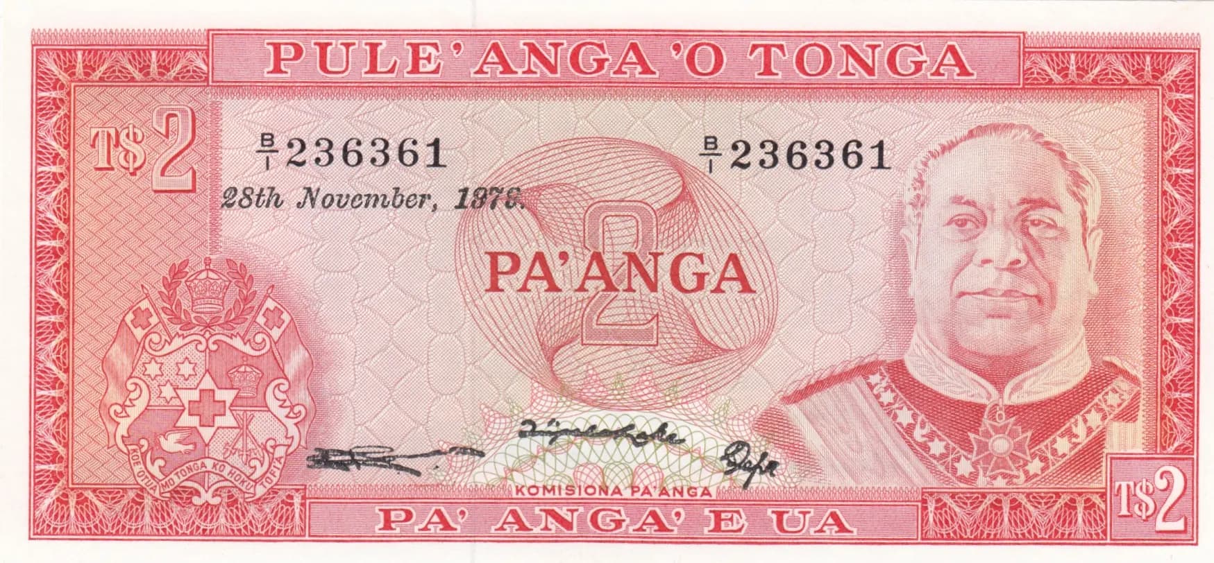 2 pa'anga 1979 from Tonga, P-20b