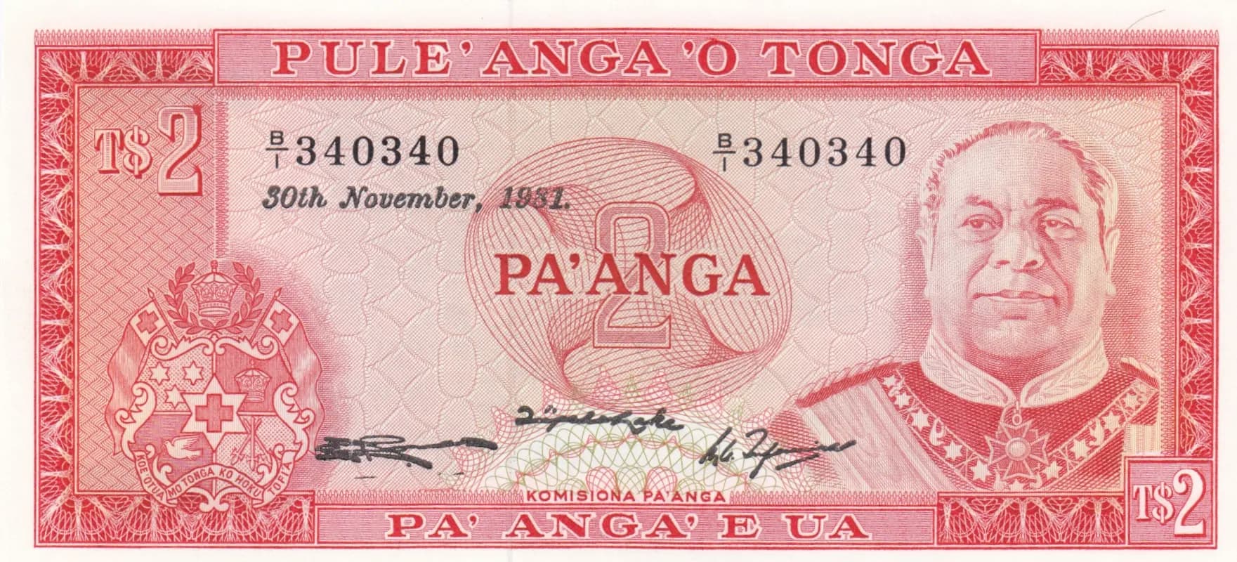 2 pa'anga 1981 from Tonga, P-20c (1981) — image 1
