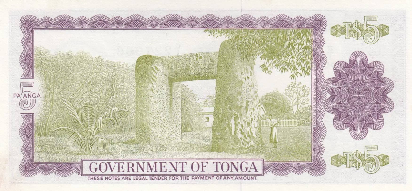 5 pa'anga 1982 from Tonga, P-21c (1982) — image 2