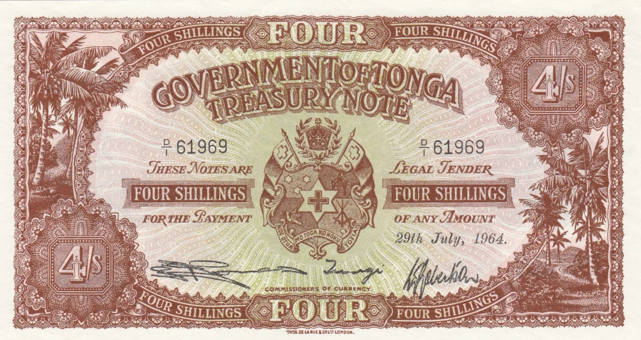 4 shillings 1964 from Tonga, P-9d