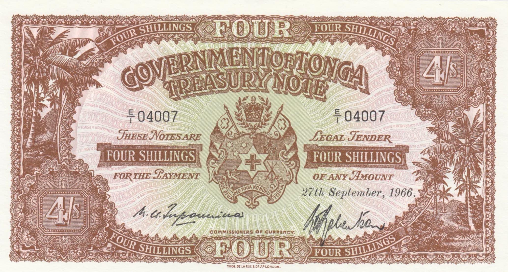 4 shillings 1966 from Tonga, P-9d