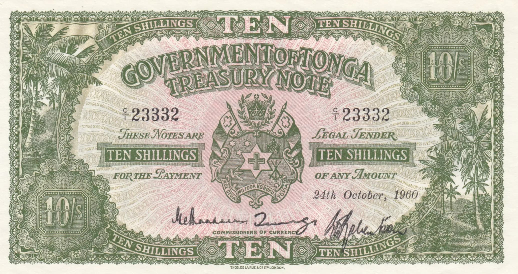 10 shillings 1960 from Tonga, P-10d